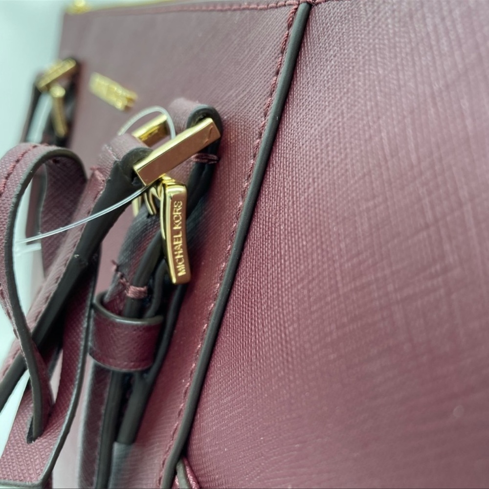 MICHAEL KORS Charlotte Large Leather Top-Zip Tote Dark Cherry NWT - Picture 12 of 16